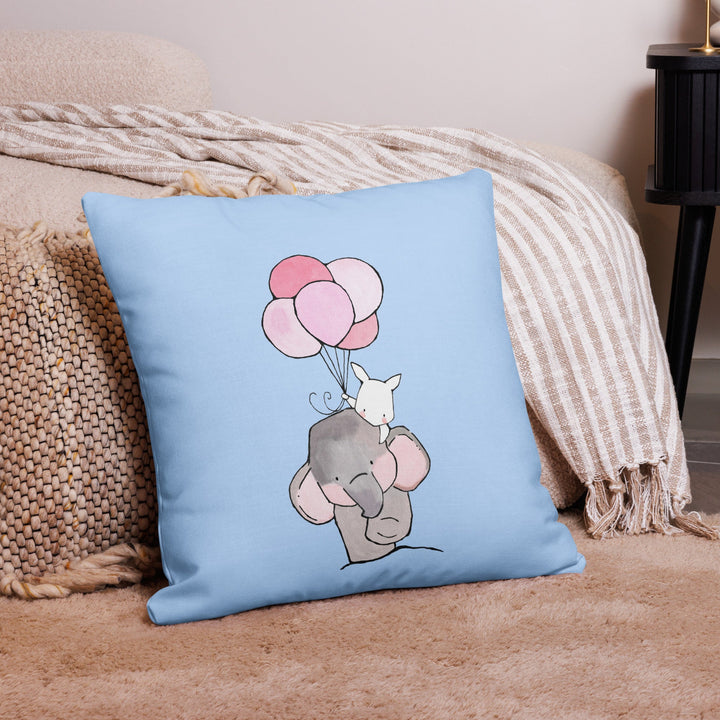 Premium-Kissen - Elefant und Hase mit Luftballon artlia