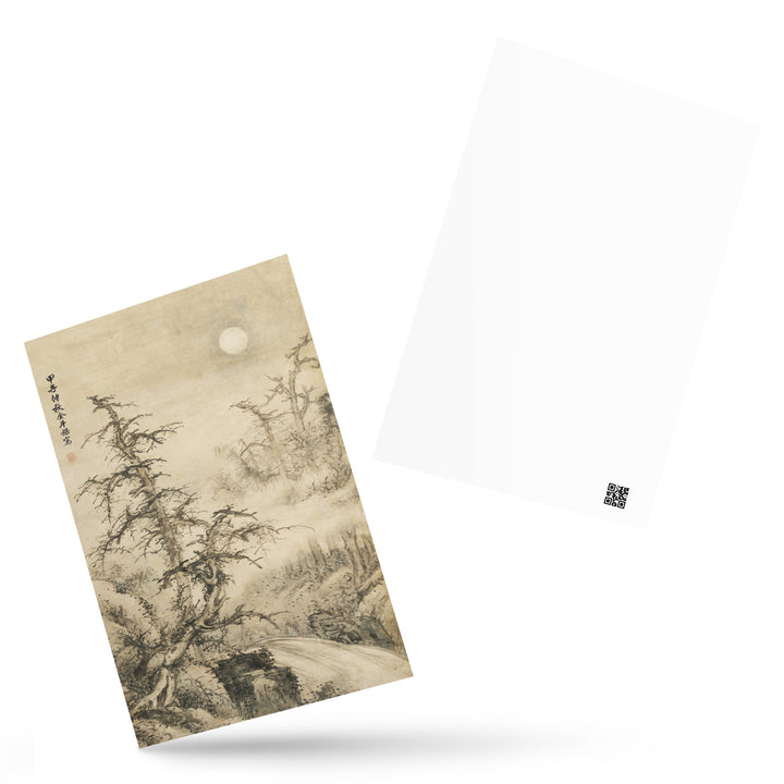 Cartolina - Paesaggio autunnale notturno alla luna