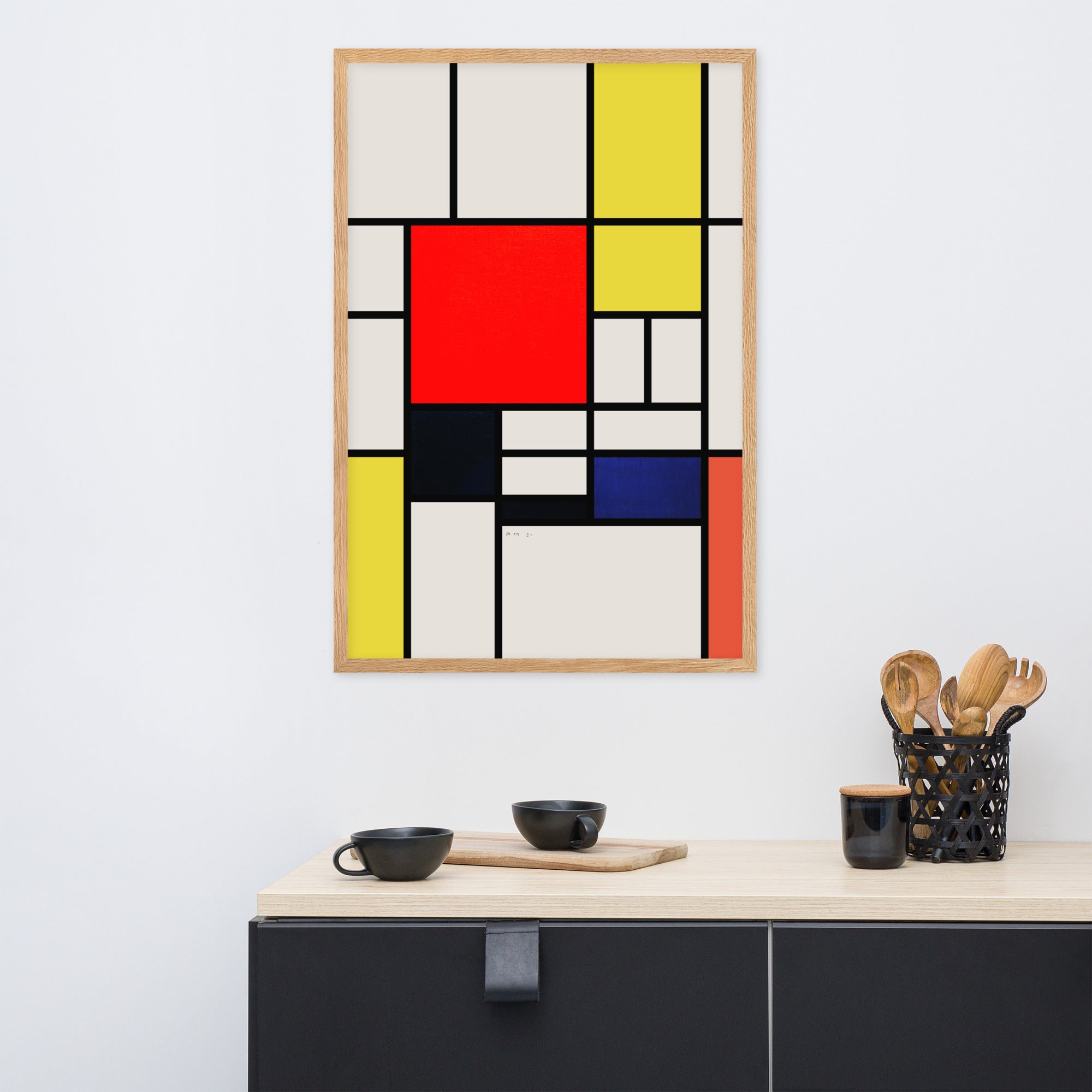 Poster mit Rahmen | Mondrian, Composition with red yellow black